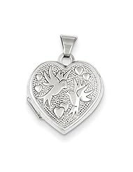 Sterling Silver Love Birds Heart Locket