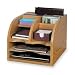 Office Products : Safco 9425MO Three-way radius front desktop corner organizer 13-1/4wx11dx16-1/2h, medium oak