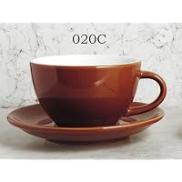 Brown cappuccino cups, heavy weight, set/6 cups & saucers 7oz.