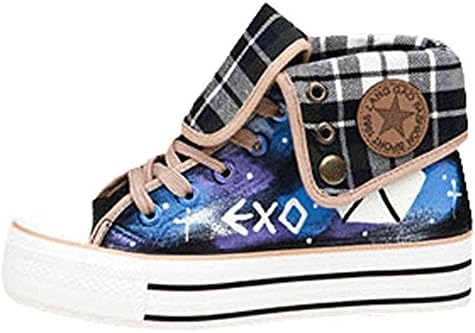 Ace Women's EXO K-pop Flat High-top Canvas Shoes Fashion Sneakers (7.5)