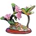 Hummingbird Figurine Porcelain with Canterbury Bells Flower on Wood Base