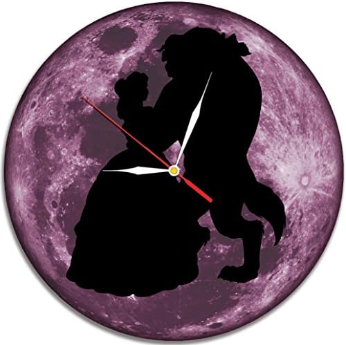 Beauty and the Beast Rose Disney Decal Waterproof Color Modern Sticker Wall Clock - Decorate your home with Colored Moon Art - Best gift for kids, girls and boys - Win a prize for a feedback