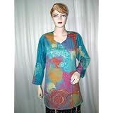 Womans Contemporary Printed Aqua Purple Bollywood Designer Crepe Tunic Top Kurti Xxxl !! Free Shipp
