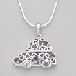 Necklace With 0.95ctw Precious Stones - Genuine Amethysts and Topazes Made in 925 Sterling silver. Total item weight 6.5g Length 16in