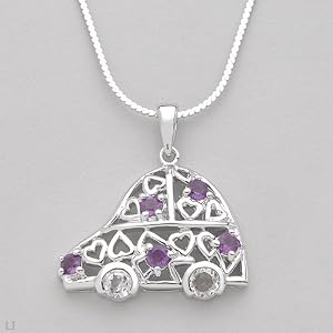 Necklace With 0.95ctw Precious Stones - Genuine Amethysts and Topazes Made in 925 Sterling silver. Total item weight 6.5g Length 16in
