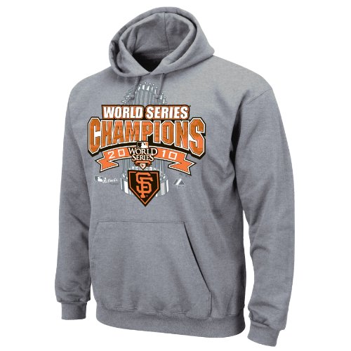 MLB Men's San Francisco Giants World Series Champions Locker Room Hooded Fleece Pullover,Steel Heather,X-Large