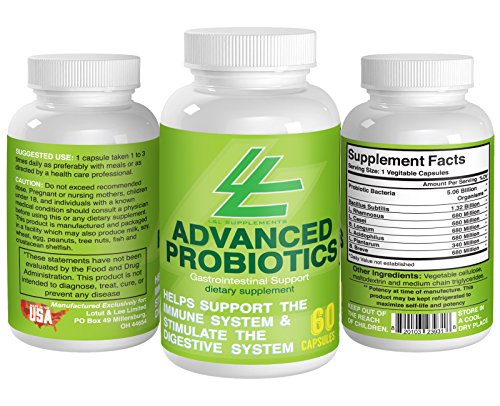 Advanced Probiotics Supplement ~ Contains 20 Billion Living Microorganisms When Manufactured ~ for Men & Women ~ Support Your Immune System & Digestive Tract ~ Rhamnosus ~ 60 Capsules ~ Reduces Pathogens Liable for Diarrhea ~ 100% Money Back Guarantee