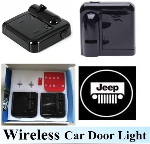 1Pair LED Car Door Light Wireless Projection Light LED Door Welcome Ghost Shadow Lamp Logo for Jeep Peugeot Hyundai No Need Drilling (Jeep)