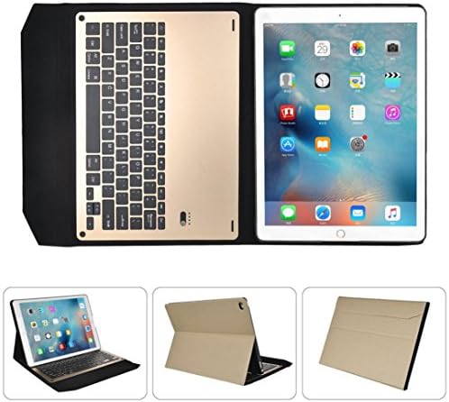 Welcomeuni Ultra Aluminum Bluetooth Keyboard + PU Leather Case Cover For iPad Pro 9.7inch(Gold)