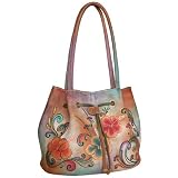 Anuschka Drawstring Shoulder Bag-Henna Floral Leather Handbags