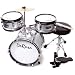 De Rosa DRM312-SL Children's 3 Piece 12 Inch  Drum Set with Chair, Silver