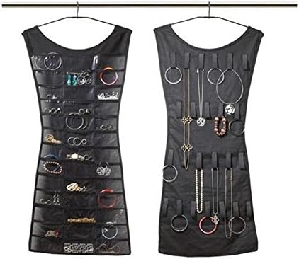 Ammap 39 Pockets 23 Hook and Loops Hanging Jewelry Organizer Closet Storage Bag(Black)