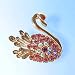 Vintage Swan Pin Brooch Swarovski Crystals Lavender Purple Violet Blue Red Bird Jewelry $1 Shipping