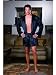 2PC Shalimar Charmeuse Robe and Boxer Set Men's Sexy Sleepwear Apparel With Attached Belt (Red-X-Large)