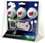 Wisconsin Badgers 3 Golf Ball Gift Pack w/ Hat Clip - NCAA College Athletics