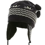 Fleece Lining Chenille Helmet Hat - Navy W27S14D