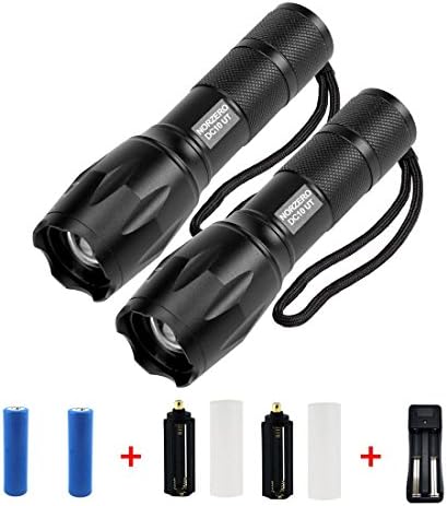 NORZERO DC10 UT Flashlight LED Torch Kit Tactical Light Bright Water Resistant Zoom in and out (Battery Included) (DC10 UT Bundle(2 Pieces))