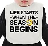 Life Starts When The Season Begins Slogan ネクタイを有する有機ビブ Medium