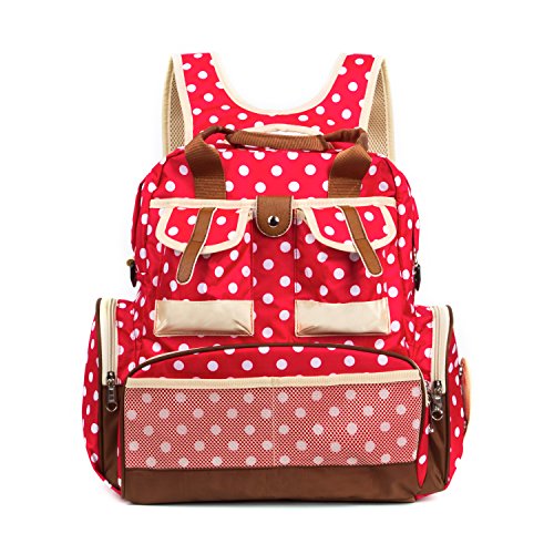 Polka Dots Baby Boom Diaper Bag Backpack ,Red