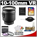 Nikon 1 10-100mm f/4.5-5.6 VR Nikkor PD-Zoom Lens (Black) with 16GB Card + 3-Piece UV/FLD/CPL Filter Set + Cleaning & Accessory Kit