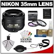 Nikon 35mm f/1.8 G DX AF-S Nikkor Lens + 3 UV/FLD/CPL Filters + Accessory Kit for D3s, D3x, D700, D7000, D5000, D3100, D3000, D300s, D90 Digital SLR Camera