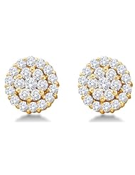 14K White Gold Large Channel Invisible Set Round Diamond Flower Stud Earrings with Screw Back Closure - (1.50 cttw)