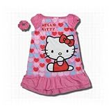 Hello Kitty Pink Nightgown w/hearts and bonus scrunchie for girls