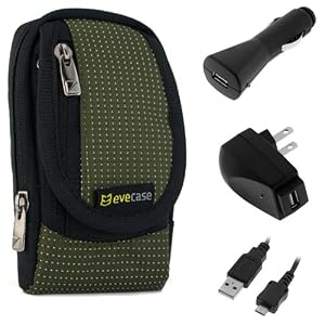EveCase Travel Kit: Compact Zipper Case, Micro-USB Extension Cable (6 Feet), Car Charger, and Wall Travel/Home Charger for Kodak PlaySport (Zx5) HD Waterproof Pocket Video Camera, BURTON Edition Zx5 Video Camera