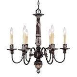 Monarch Six Light Chandelier in Hand Rubbed Bronze with Antique Silver Accents