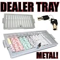 12 Row Metal Locking Poker Table Tray with Glass Top