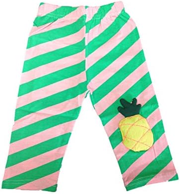 Xianbeilei Girl's Fruit Pink and Green Stripes Legging,summer Tight Pants,110cm