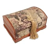Medium Trunk Musical Jewelry Box with Victorian Fabric