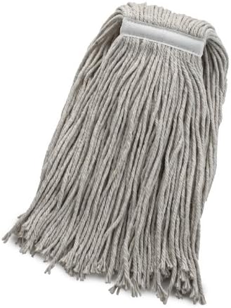 Bristles 16oz Wet Cut End Mop Head Replacement, 1 Inch Narrow Headband, 4 Ply Cotton, Full Weight, Pack of 12 (16 oz, White)