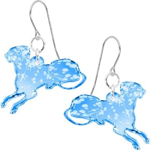 Light Blue Darling Dottie Dalmatian Dog Earrings