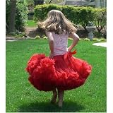 Made in USA-Boutique Ruffled Pettiskirt Twirling Skirt, Red, 2T - Adult