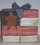 "ABC Products" - Primitive ~ 4" X 4" Wood Block - Americana Flag (Handcrafted and Painted - with Rusty Star Accent).