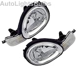 00-02 (01) / 2000-2002 (2001)Dodge Neon Headlight Assembly // 00-02 (01) / 2000-2002 (2001) Plymouth Neon Headlight Assembly Pair (A Set of Two) - Chrome - DOT Certified