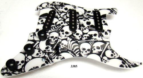 STRAT PICKGUARD, SKULL PILE, LOADED & WIRED, FENDER AMERICAN STD PICKUPS, #3385