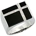 14k White Gold Men's Ring, w/ Black Onyx Stones & 0.15 Carat Brilliant Cut Diamonds, 9/16 in. (14mm) wide, size 11.5