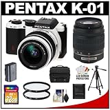 Buy Pentax K-01 Digital SLR Camera Body with DA L 18-55mm and 50-200mm Lenses (White)... by Pentax