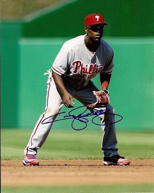 Autographed/Hand Signed Jimmy Rollins 8x10 Photo Philadelphia Phillies