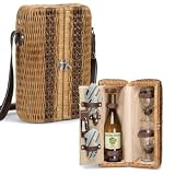 Outdoor Living : Wine Basket Shoulder Tote Bacchus Set For 2 in Driftwood by Picnic Time