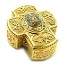 Heavenly Devotion Gold Tone Cross Shape Madonna Child Rosary Box