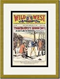 Gold Framed/Matted Print 17x23, Wild West Weekly: Young Wild West's Mirror Shot