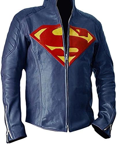 BLUE Superman Jacket - Famous Smallville Leather Jacket ►BEST SELLER◄ (XL)