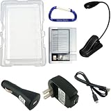 Super Bundle for the Barnes and Nobles Nook eReader: Hard Crystal Case (Clear), eBook LED Bright Light, USB Data Sync Cable, Screen Protector, USB Car Charger, USB Wall Home/Travel Charger, and Free Carabiner Key Chain