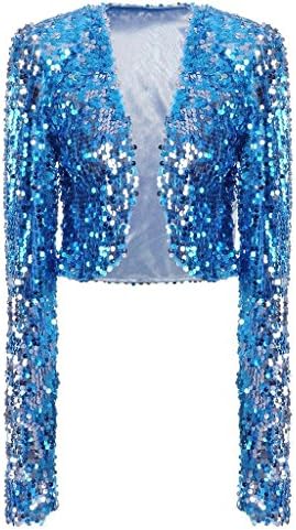 Sheinside Womens Sequins Disco Ball Long Sleeve Slim Fit Cropped Jacket