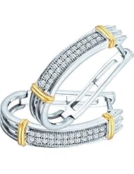 10K White Gold 0.15CT White Diamond Fashion Huggie Earrings