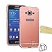 Galaxy Grand Prime Detachable(2-IN-1) Case, Ebest Luxury Electroplate Mirror Acrylic PC Back Cover Case Ultra Slim Aluminum Metal Bumper Frame for Samsung Galaxy Grand Prime, Rose Gold with Mirror