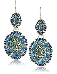 Miguel Ases Blue Green Double Oval Drop Earrings